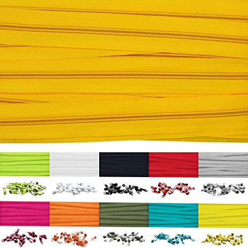 5m Endlosreißverschluss 5mm mit 10 zipper reißverschluss endlos Gelb