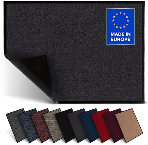 Jan Max Fußmatte, Hohe Saugfähigkeit, Sauberlaufmatte, Türmatte, rutschfest und Sicher, Einfache Reinigung, Qualität Schmutzfangmatte 60 x 80 cm Anthrazit