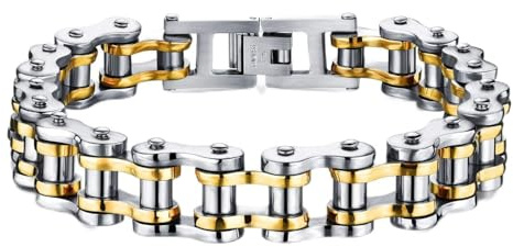 ATEIELLI Bracciale Uomo Catena Bicicletta Acciaio Inossidabile Colore Argento JWB301