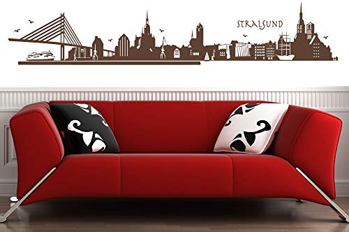 Skyline Stralsund Wandaufkleber 130 x 23cm braun