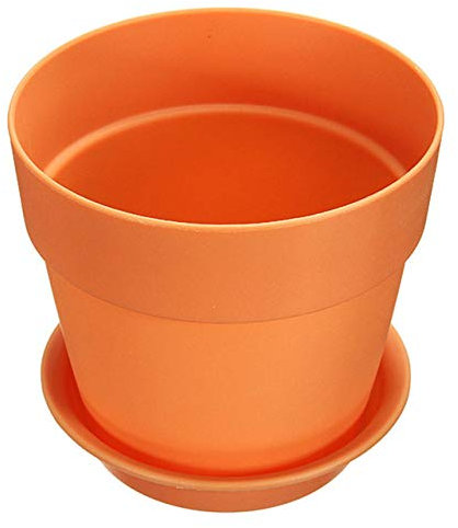 1 Stück Harz Kunststoff Blumentopf mit Tablett für Garten Indoor Home Decoration Garten Blumentöpfe Garten Pflanzen Blumentopf, gelb