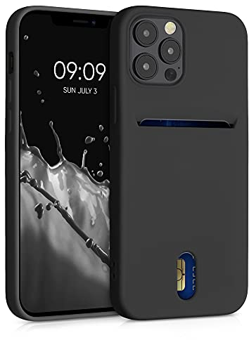 kwmobile Hülle kompatibel mit Apple iPhone 12 / iPhone 12 Pro - Handyhülle mit Kartenfach in Schwarz
