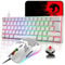 LexonElec MK21 UK Layout 60% Teclado Mecánico Set, 62 Teclas con Cable RGB Teclado Retroiluminado para Juegos + 6400DPI Ratón de Nido de Abeja Ultraligero + Mouse Pad para PC Mac - White/Red Switch