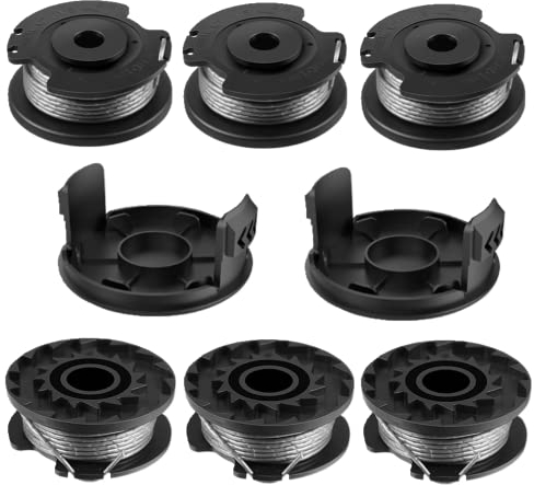 Lebenswuerze Ersatzfadenspule Für Bosch Rasentrimmer Akku EasyGrassCut 23/26/18/18-230/18-260/18-26, 6x Fadenspulen F016800569 2x Trimmerkappen F016F04557 (Nylon-Trimmerfaden Ø1.65mm Länge 4.9m)