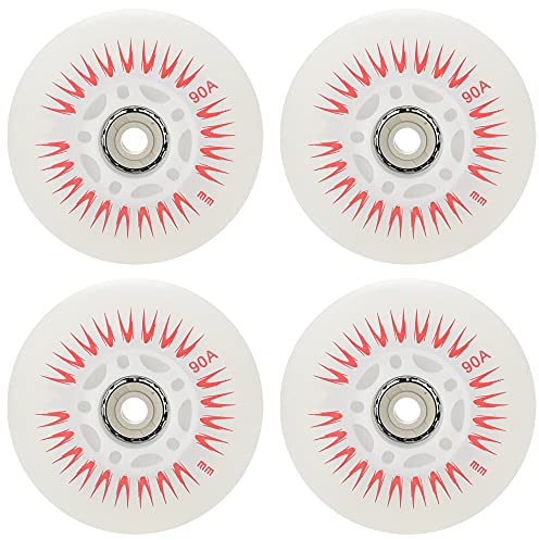 4 STK. 90A LED Leuchtrolle für Inlineskates 60mm 62mm 64mm 68mm 70mm 72mm 76mm 80mm Inline Skate Leuchtrolle zum Leuchten im Dunkeln ohne Lager,Rot,72mm