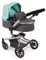 Puppenwagen Yolo, 2in1 Kombipuppenwagen für Kinder von 4 bis 8 Jahren, Melange Anthrazit-Mint