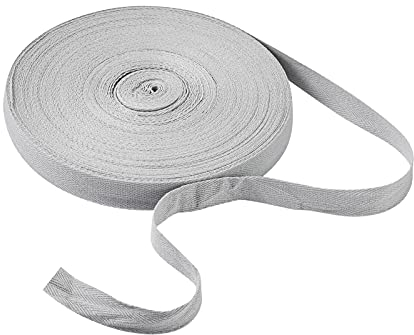 Craftdady Köperband aus Baumwolle, 45 m lang, 20 mm breit, Twillgurtband mit Fischgrätenmuster, zuschneidbar, zum Nähen und Basteln, für Kunsthandwerk, Wimpelketten, Geschenkverpackungen, Grau