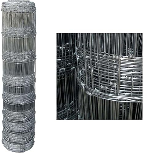 Malla Anudada Galvanizada, Cercado Agrícola y Ganadero, Alambre para Vallas de Animales - 140 cm - 11x15 cm - 50 m