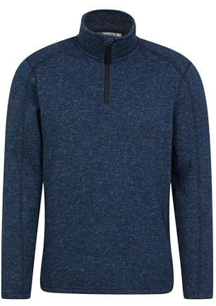 Mountain Warehouse Idris Mens Half-Zip Fleece - Microfleece, Anti-pill, Breathable, Lightweight Sweatshirt - Best for Spring Summer, Camping, Outdoors, Travelling & Hiking Navy 2XL