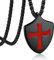 Bandmax Schild Kreuzritter Anhänger Halskette Edelstahl Kreuz Panzerkette Männer Amulett schwarzer Tempelritter Anhänger Punk Biker Kette Länge 55CM+5CM Schmuck für Geburtstag Vatertag