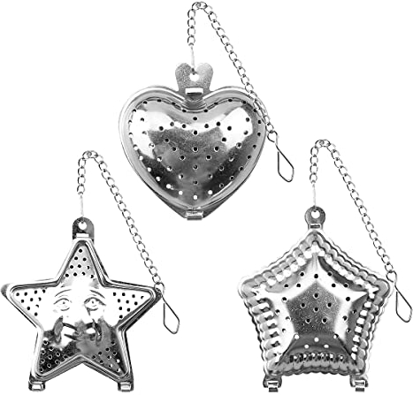 Jagowa 3PCS Tea Strainer Stainless Steel Tea Mesh Infuser Reusable Tea Filter Heart and Star Shape