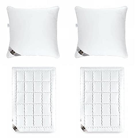 sei Design Bettset Kissen und Decke 135x200 Large SWAN De Luxe-Set 2 Bettdecken 135x200 + 2 Kopfkissen 80x80 Vegane Alternative zu Daunen