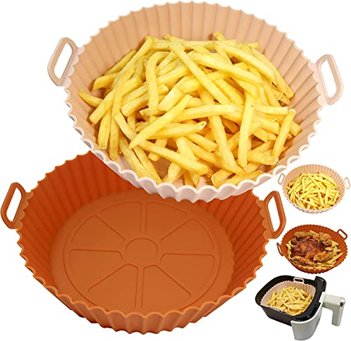 Silikonform Für Heißluftfritteuse, 20.5 cm Air Fryer Silicone Pot, Wiederverwendbar Antihaft Luftfritteuse Matten Universal Air Fryer Basket, für Backofen,Mikrowelle Kuchenbackform, Dampfgarer usw