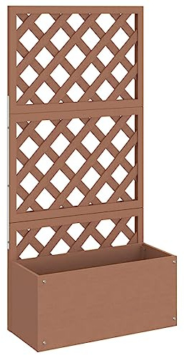 vidaXL Blumenkasten mit Rankgitter Blumentopf Blumenkübel Pflanzkasten Balkontopf Pflanzgefäß Gartenspalier Rankhilfe Braun 65x33x135cm WPC
