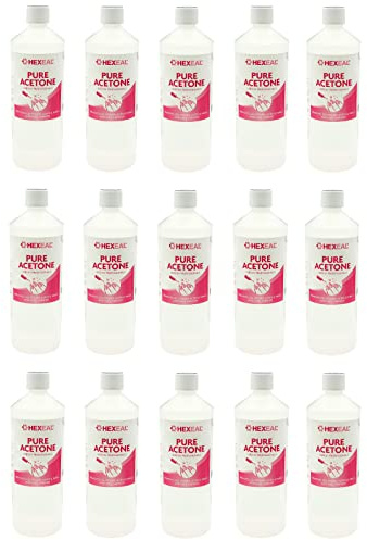 Hexeal 99.5% Acetone 15L – For Gel, Nail Polish & Acrylic Removal | 15 x 1L - Professional Quality, Soak off and Remove Gel, Nail Polish and Acrylics, for Clean and Complete Removal Process