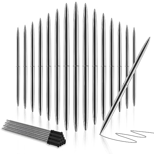 CIOUYAOS 15Pcs Metall Einziehbarer Kugelschreiber Schwarz, Aesthetic Hochwertiger Spicker Stift mit 15pcs Fine Point 1,0 Mm Minen, Edelstahl Schreibgeräte für Lehrer Schule Büro Hochzeit Geschenke