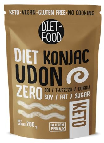 DIET-FOOD Udon Konjak Nudeln - Glutenfreie Kalorienarme Asia Nudel - Low Carb Keto Noodles - Vegan Halal Aus Konjakmehl - Shirataki Glutenfreie Nudeln - Suppennudel Spaghettinudeln