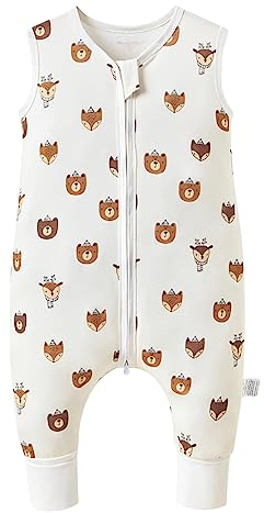 Xifamniy Baby Schlafsack 0,5 Tog Sommer Schlafsack mit Beinen Neugeborene Baby Wickeldecke mit Reißverschluss für einfaches Windelwechseln (Tierkopfschuss, M / 80cm)