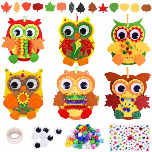 Filz Herbst Basteln Kinder Set,Filz Bastelset für Deko,Owl Bastelset Herbst Kinder,Thanksgiving Filz Bastelset,Herbst Kreativsets zum Basteln,für Jungen Mädchen Halloween Thanksgiving Präsentiert