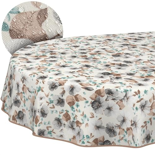 Tischdecke aus Stoff Textil abwaschbar Tischwäsche Tischtuch Baumwolle Polyester Silvia Oval 220x140cm In-/Outdoor Tischdecke
