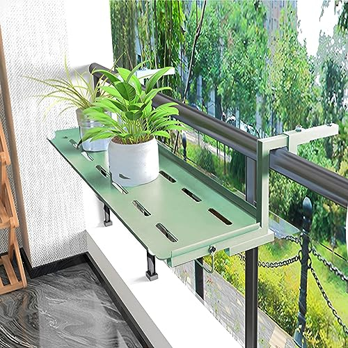 MMleYN Balkonhängetisch 60/90/120cm Wandmontierter Werkbank-Drop-Leaf-Tisch Hängender Balkontisch Hintere Stütze 7 Gang Einstellbar Für Terrasse, Balkon, Deck (Color : Green, Size : 60x25x20cm)