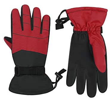 Century Star Skihandschuhe Kinder Winterhandschuhe Fahrrad Winterhandschuhe Kinder Handschuhe Winter Handschuhe Wasserdicht Fahrradhandschuhe Kinder Thermohandschuhe Winddicht Rot 10-14 Jahre