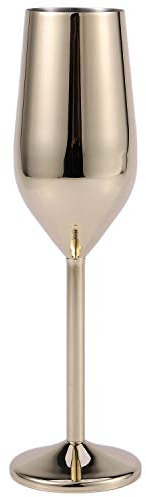 Herklotzn 2Pcs/Set Champagne Flutes Stainless Steel Shockproof Brushed Gold Wedding Toasted Champagne Flutes Drinks Wedding Wine