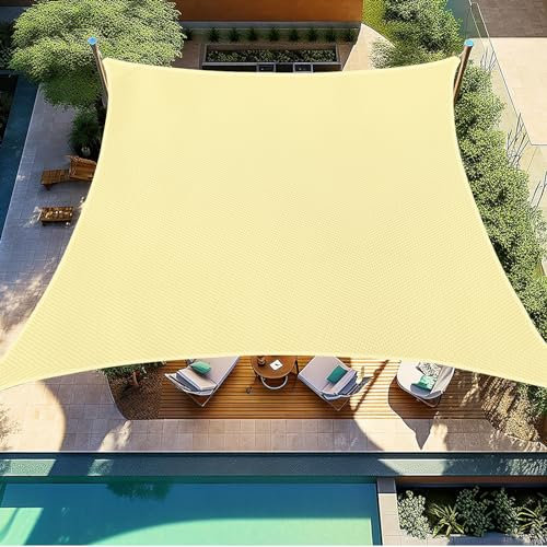 Falflor 3x4m Shade Sail UV Block Awning for Patio Waterproof Outdoor Canopy Sun Shade Sail for Garden Patio Yard Party Camping(Beige)