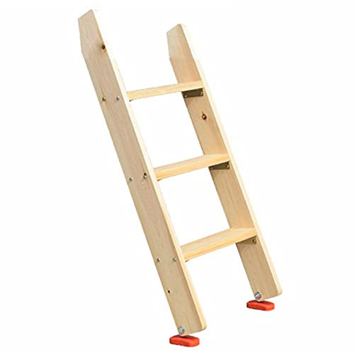 Escalera resistente para litera, patas antideslizantes, fácil montaje, escalera de madera de 3/4 escalones para personas pesadas, soporte de ganchos incluido
