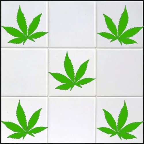 Rakelfix 10 x Hanf/Dope Grass Aufkleber in s ca. 10 cm aus Hochleistungsfolie, für Fliesen, Autos, Wände, und alle glatten Flächen, BD WC Sticker Fliesebaufkleber viele Farben zur Auswahl