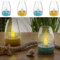 Cepewa LED Solar Tischleuchte 4er Set | 6x8x6cm türkis gelb Kunststoff Akku | Solarlampe warmweiß Flackereffekt Kerzenform (LED Solar Tischleuchte bunt)