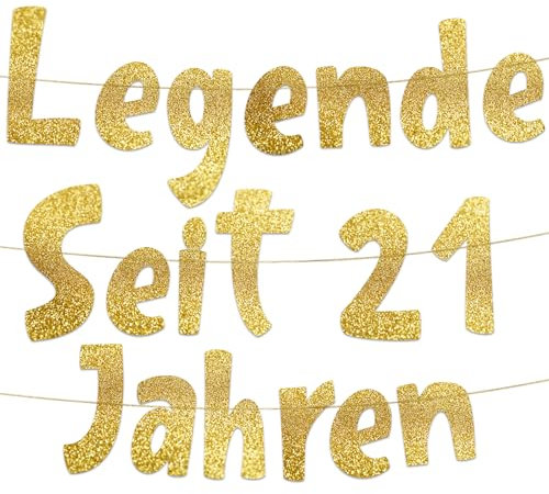 Lustige Banner, Glitzerbanner Legende Seit 21 Jahren, Partyzubehör zum 21. Geburtstag