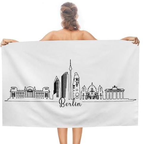 CustonCares Strand-Badetuch für Damen, Deutschland, Berlin, Reisehandtuch, sandfrei, vorgewaschen, schnell trocknend, Picknick-Handtuch, Straßenlandschaft, Reisen, Sehenswürdigkeiten, Bauernhaus,