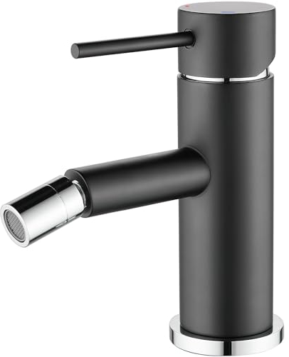 Maynosi Miscelatore Monocomando per Bidet, Bidè per Lavabo, Rubinetto Bidet con Tubo, Beccuccio Regolabile, Design Semplice e Dimensioni Compatte, Acciai Inossidabili, Nero Opaco(Senza piletta)