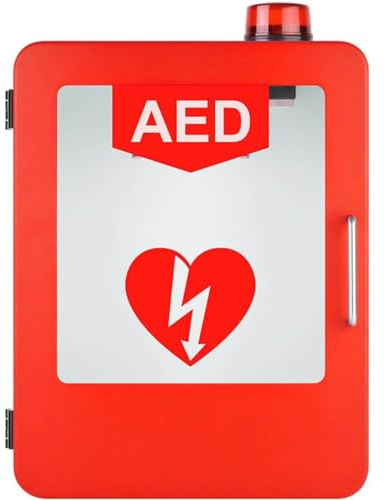 ERSDM Wandmontierter AED-Defibrillator-Aufbewahrungsschrank, Defibrillator-Wandschrank mit Licht und Alarmsystem,Trennwandposition einstellbar, passend for die meisten AED-Defibrillator-Modelle