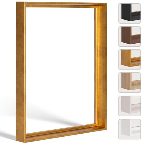 Bildershop-24 Schattenfugenrahmen FLEXI in Blattgold 100x150cm für Leinwandbilder und Keilrahmenbilder bis 4 cm Tiefe