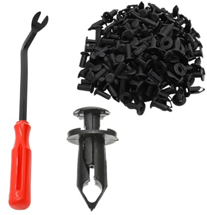 Mandark Auto-Stoßstangen-Halterungs-Clips, 8 mm, Kunststoff, ATV, UTV, Karosserie-Nieten mit Befestigungswerkzeug, Auto-Push-Pin-Zubehör, kompatibel mit Rancher Foreman Rincon TRX680 TRX650, 100 Stück