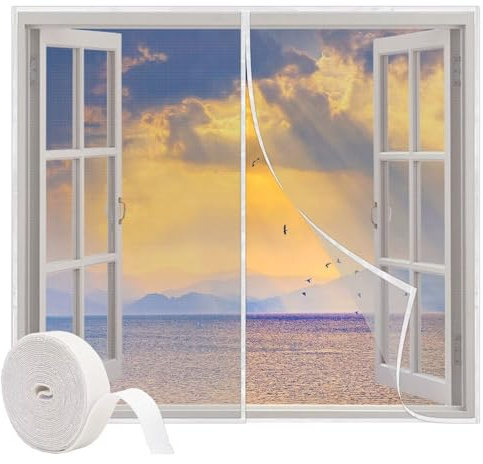 Mosquitera para Ventana 75x120cm, Personalizado Mosquitera, Blanca Red Autoadhesiva Antimosquitos, Malla de Ventana de Balcón, Semitansparentes