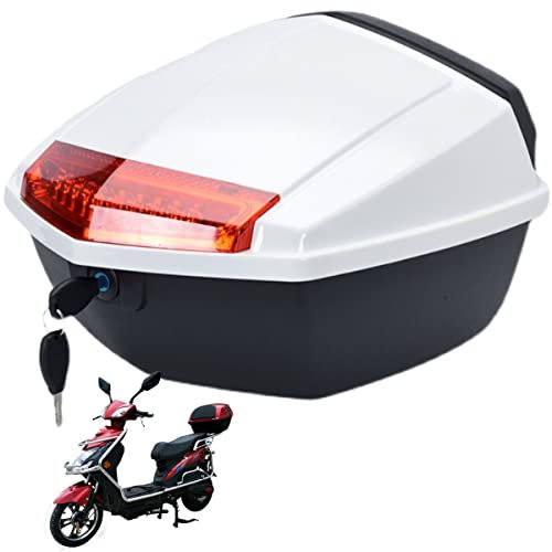 LIDDFAFA 36L Motorrad-Kofferraumbox mit weicher Rückenlehne und Sicherheitsschloss, Roller-Heckbox, Kofferraumgepäck, wasserdicht für eine Überlandfahrt (Farbe: Weinrot) (Creme, Einheitsgröße)