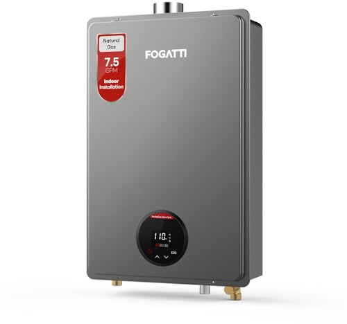 FOGATTI Natural Gas Tankless Water Heater Indoor - Max 7.5 GPM 170,000 BTU, CSA Certified Compact Design On Demand Instant Hot Water Heater - Instagas Comfort 170S Series