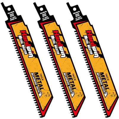 Hardwin Hartmetall-Säbelsägeblatt Endurance für dickes Metall, Gusseisen, legierter Stahl, 15,2 cm, 8 TPI, 3 Stück