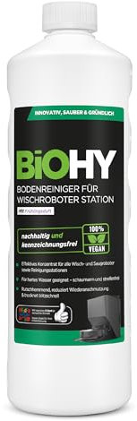 BiOHY Nettoyant de sol concentré pour robot laveur avec parfum printanier (bouteille de 1 l) | Nettoyant concentré pour tous les types de balai et robot aspirateur avec fonction humide | Faible mousse