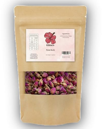 Edible Dried Rose Buds 114g (4oz) – Whole Food Grade Rosebuds for Tea, Garnish & Decoration – Caffeine-Free, Vegan, Non-GMO – Resealable Eco Pouch