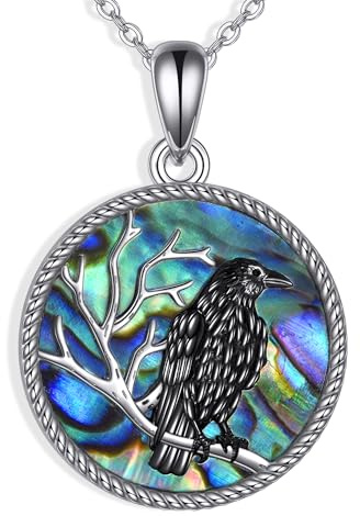 YAFEINI Raben Halskette 925 Sterling Silber Raben Krähe Anhänger Halskette Schmuck Geschenke für Frauen Liebhaber