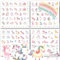 FloraVigo 8pcs Glitzeraufkleber sticker kinder, 300 Aufkleber mit Tiermustern für Kinder, Mädchen, Sammelalben, Alben, Geschenke (Einhorn)