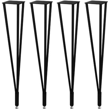 Lot de 4 pieds de meubles en fer, 72 cm de haut, pour table basse, table à manger, banc, chaise, hauteur de bar, pieds de bureau avec protections de sol, couleur : noir