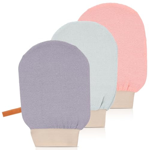 3 Stück Körperpeeling Handschuh Peelinghandschuh für Bad Massage Peeling Handschuh Körperpeeling Abgestorbene Haut Entferner für Damen & Herren Exfoliating Gloves zum Körper Gesich Home-Spa Sauna