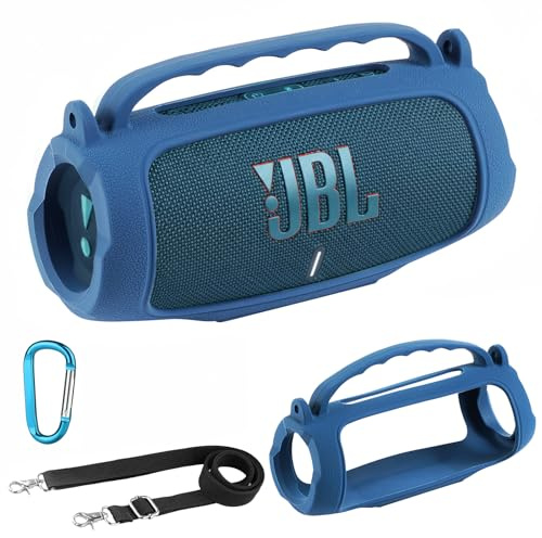 AONKE Silicone Case Compatible with JBL Charge 5 Portable Waterproof Bluetooth Speaker (Blue)