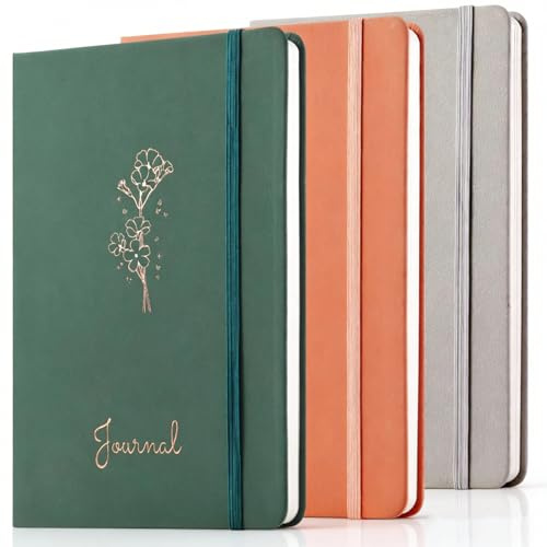 GYMSER Ruled Notebook A5 Size, 3-Pack Set with Thick Paper No Ink Bleeding & Faux Hard Cover – Perfect for School, Office, Journaling, Note-Taking by Students, Professionals