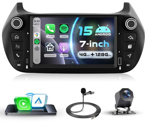 VECHTEL 4G+128G Autoradio Android 15 per FIAT Fiorino/Qubo/Peugeot Bipper/Citroen Nemo, 7'' IPS Schermo Tactile co Carplay Android Auto senza Fili GPS Wi-Fi USB/Tipo-C Bluetooth FM RDS Retrocamera